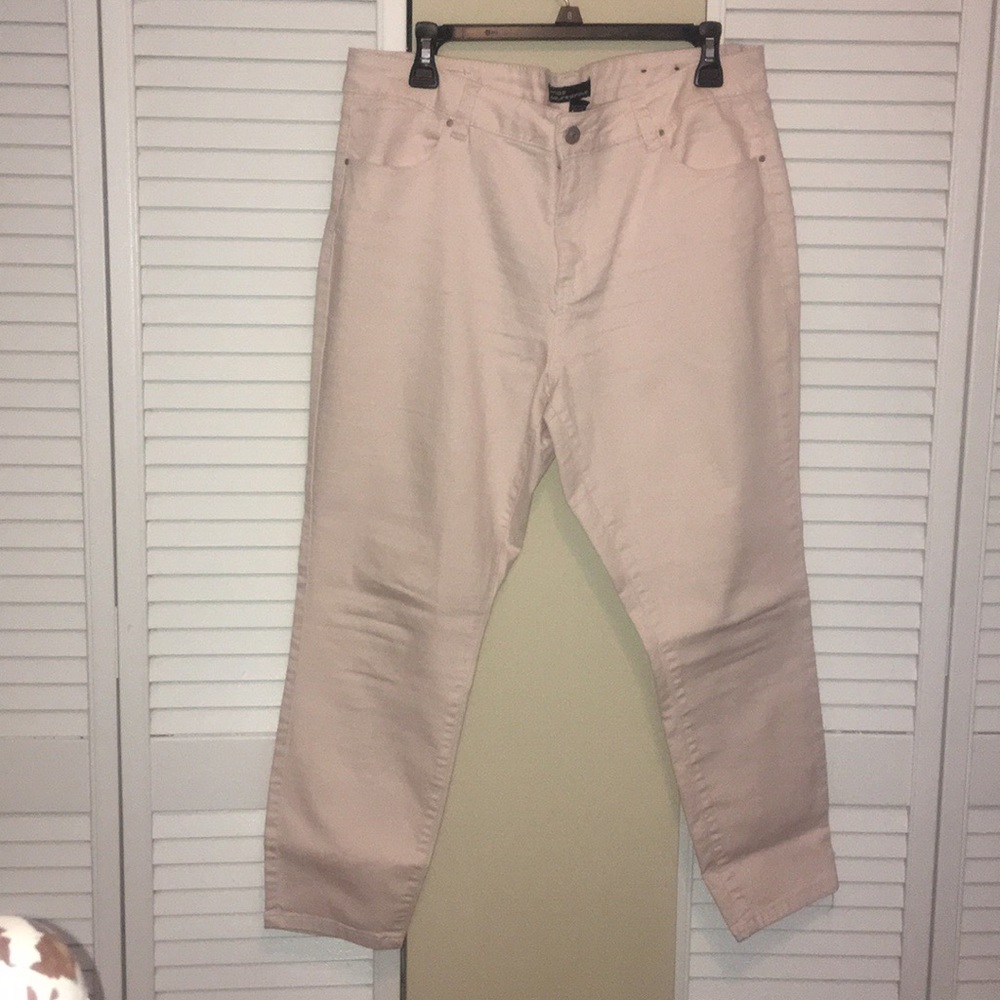 Pastel Pink Cropped Stretch Jeans